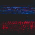 blue and red light from computer