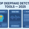 Deepfake detection tools ranked for 2025 – side-by-side comparison of accuracy, features, and reliability, futuristic interface with AI security visuals