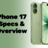 iPhone 17 Specs and Overview. Displaying sage green model