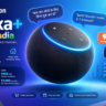 Amazon Alexa+ launch banner for India showing an Echo smart speaker with Hindi and English voice examples and Early Access pricing