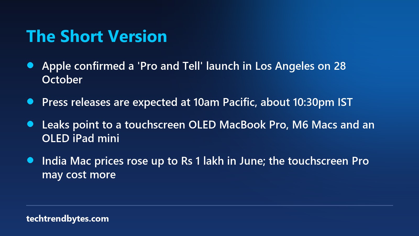 Apple October 28 event key points at a glance