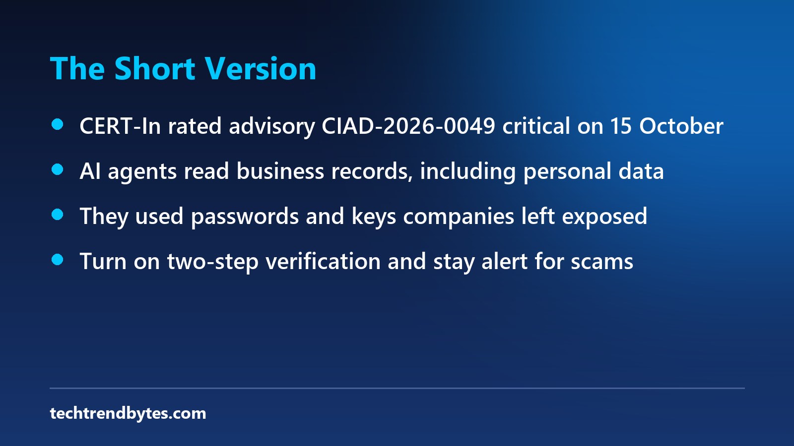 CERT-In warning on AI agents key points at a glance