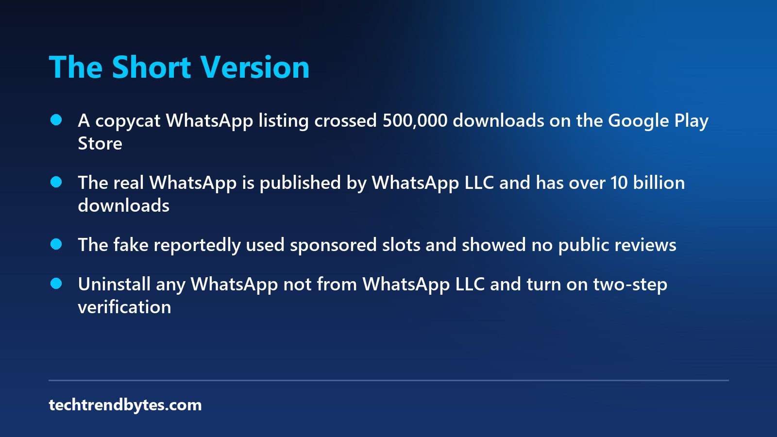 fake WhatsApp app key points at a glance