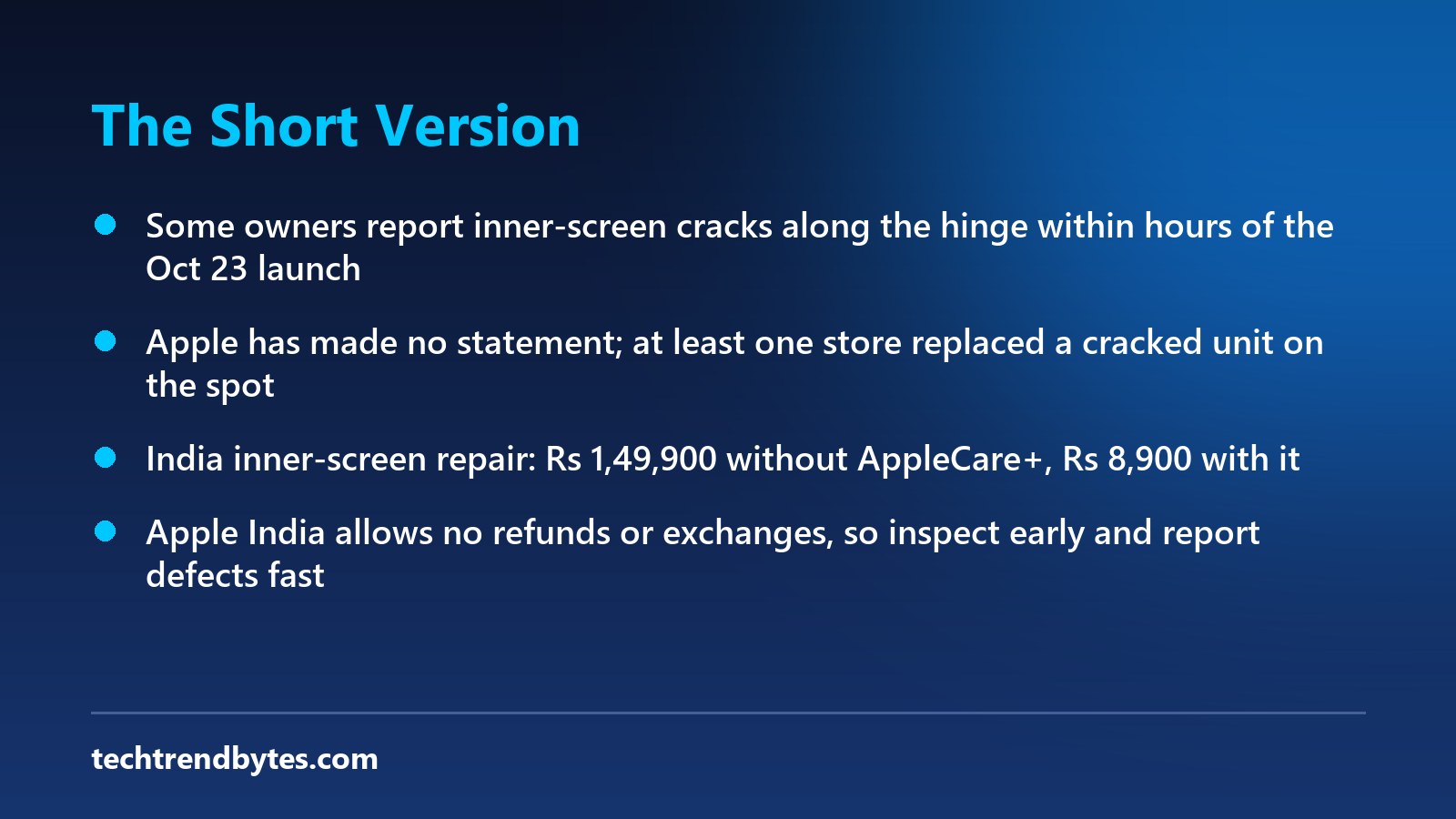 iPhone Duo screen crack key points at a glance