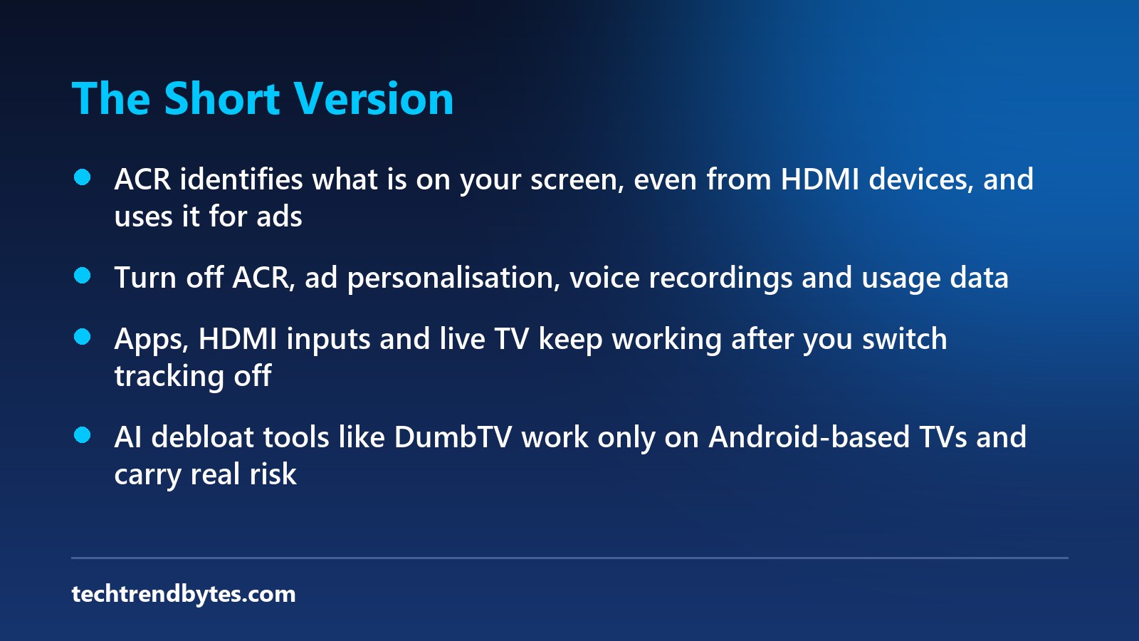 stop smart TV tracking key points at a glance